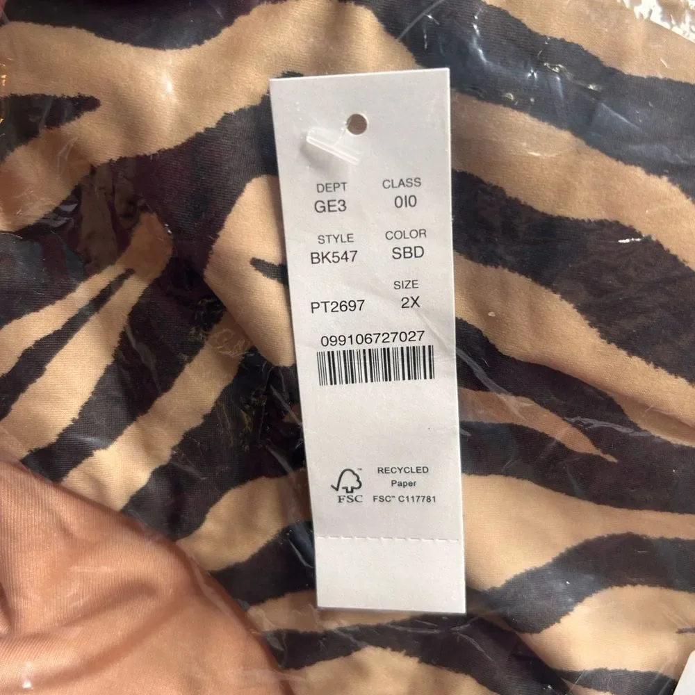 J.Crew Re-Imagine Women’s High-Wasted Bikini Bottom Cheeky Zebra Stripe Size 2X